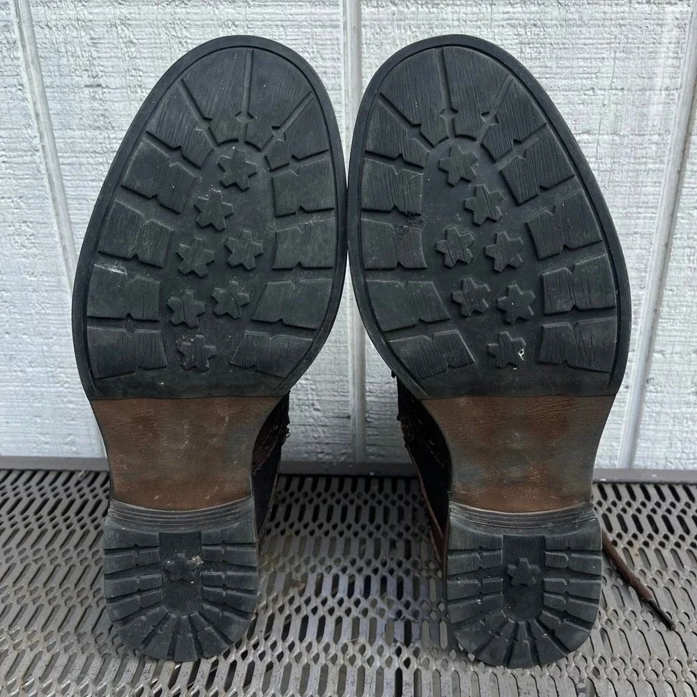 Steve Madden P-Hasty Boots Mens 11 D Dark Brown Leather Wingtip Combat Side Zip